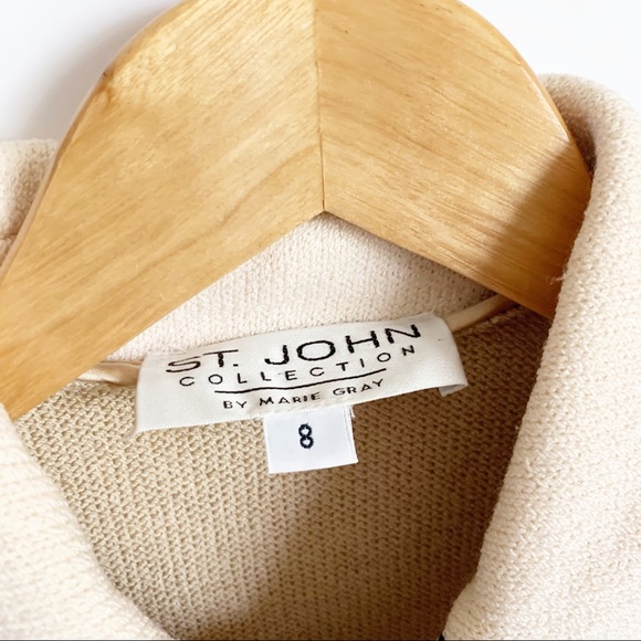 St. John Cream and White Chunky Button Down Blazer - Picture 4 of 6